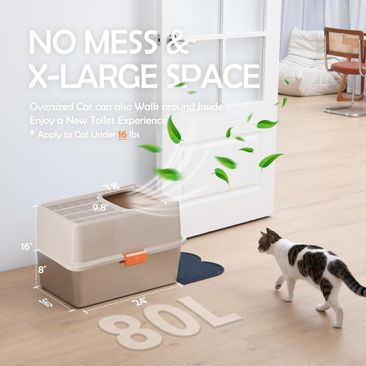 Stainless Steel Cat Litter Box Top Entry XL Large with Lid 8'' High Side Metal Cat Litter Box - Image 4