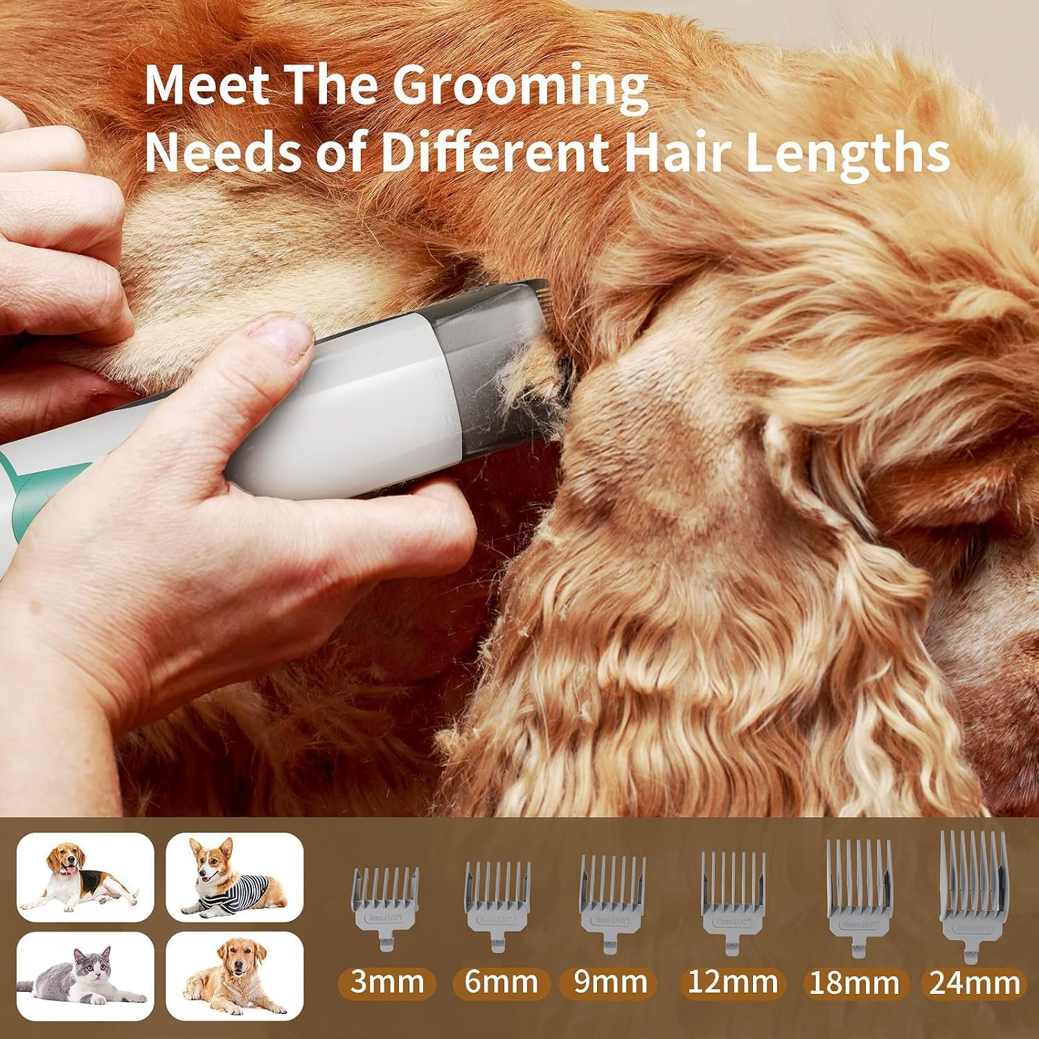 Dog Grooming Vacuum Kit with Pet Clipper Nail Grinder Dog Hair Vacuum with 6 Pet Grooming Tools - Image 4