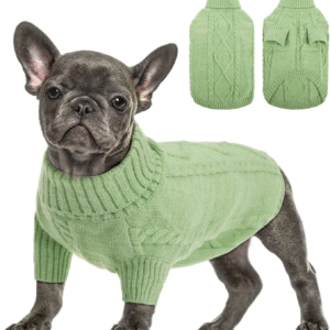 Small Dog Pullover Sweater Cold Weather Cable Knitwear, Classic Turtleneck Thick Warm Clothes