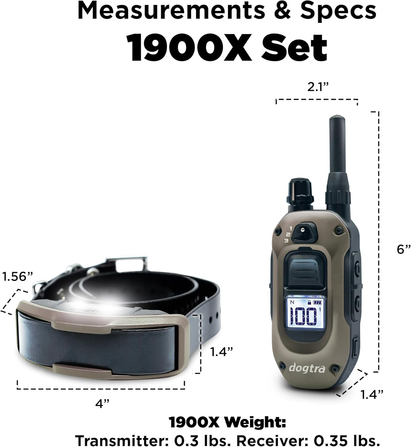 1900X E Collar with Remote New Edition 35 Lbs+ 3/4 Mile Range LED Light 100 Levels of Precise Control for Stubborn Dogs Waterproof Boost for Quick Recall Vibration Safety Lock & Tone - Image 8