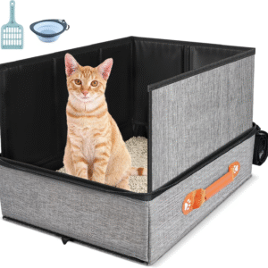 17.7''X 13.5''X 13.7" Travel Litter Box for Cats, Collapsible Cat Litter Box with Lid