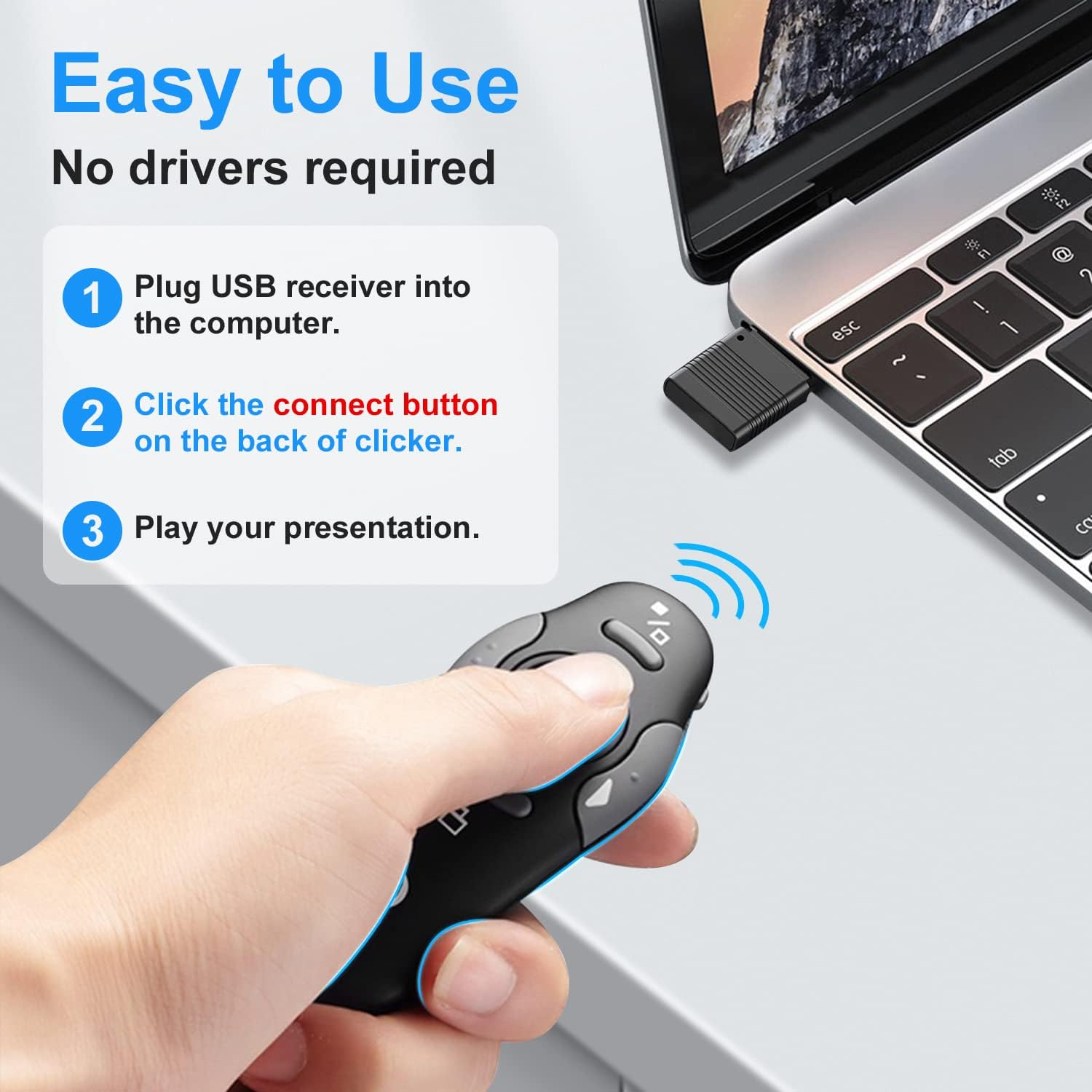 Wireless Presentation Clicker for Powerpoint Presentations USB Dongle Presenter Remote - Image 4