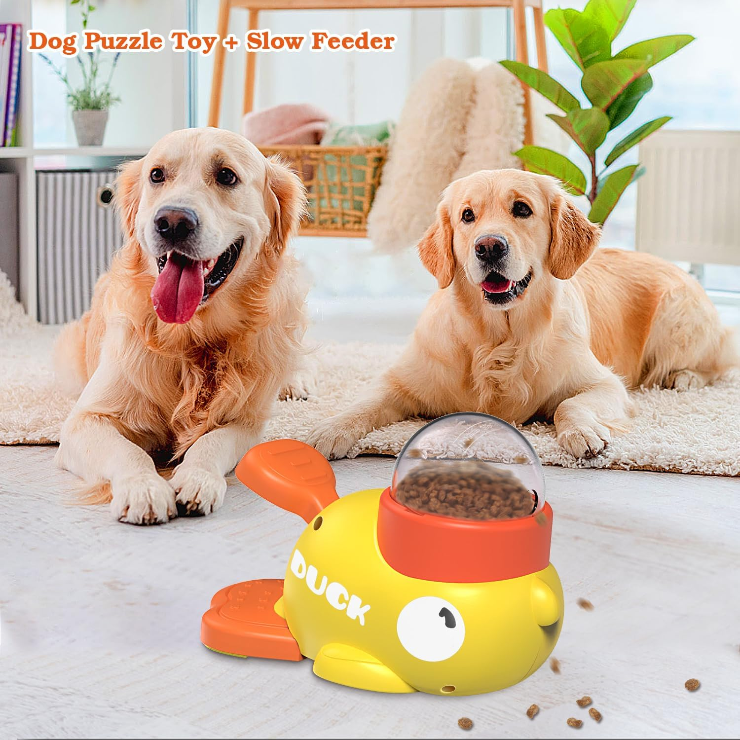 Dog Interactive Treat Dispenser Toy, Food Puzzle Slow Feeder (Yellow) - Image 4