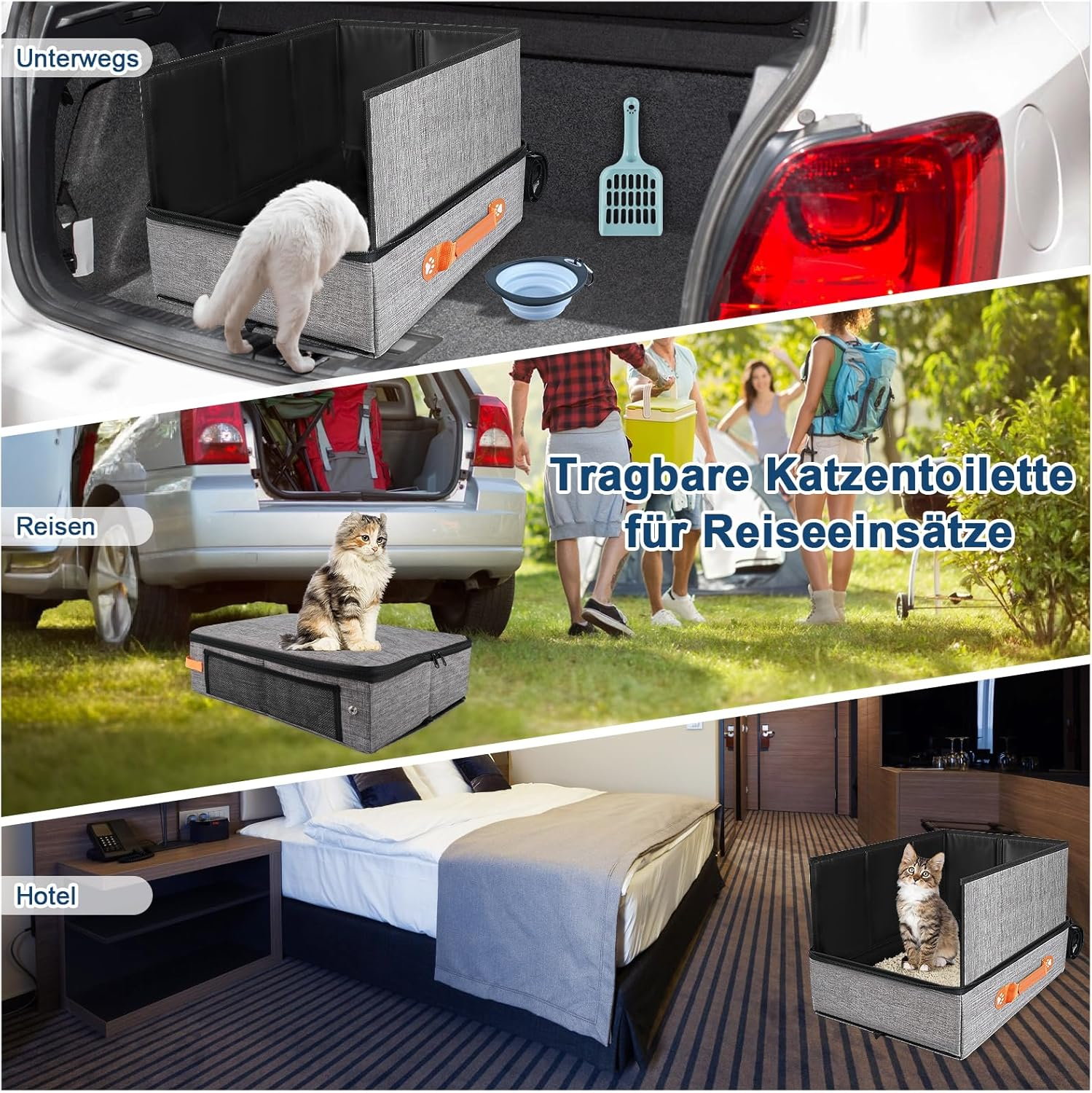 17.7''X 13.5''X 13.7" Travel Litter Box for Cats, Collapsible Cat Litter Box with Lid - Image 7