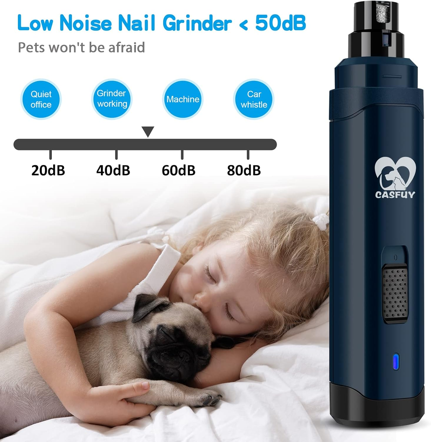Dog Nail Grinder Upgraded Professional 2-Speed Electric Rechargeable Pet Nail Trimmer - Image 3