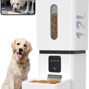 Automatic Dog Feeder Large Breed with Camera 12L/50 Cups 5G Wifi App Control Dog Food Dispenser