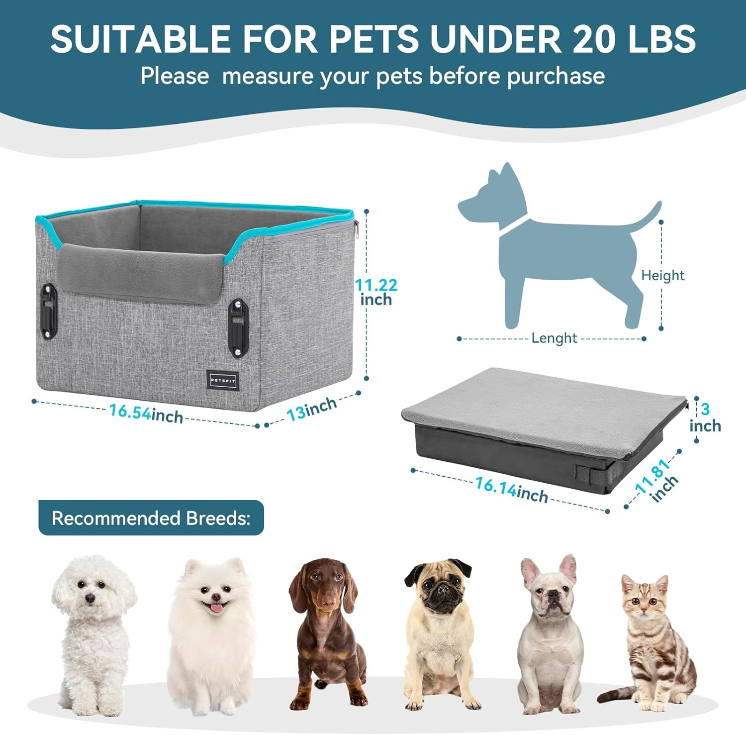 Dog Car Seats for Small Dogs Patent Safe Buckles Dog Booster Car Seat Cat Cars Seat - Image 5