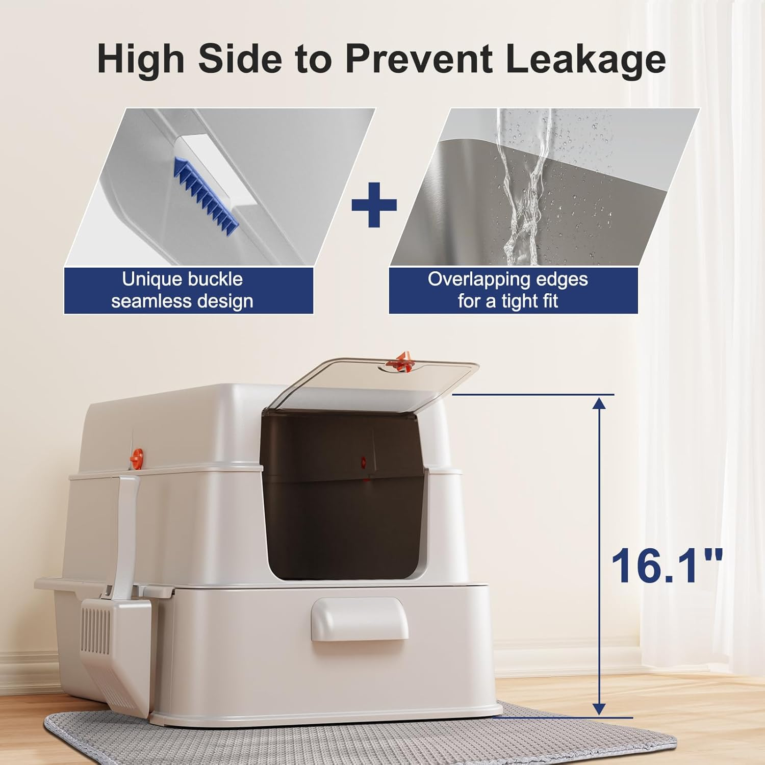 Stainless Steel Litter Box with Lid XL Extra Large Cat Litter Box for Big Cats Enclosed Drawer - Image 7