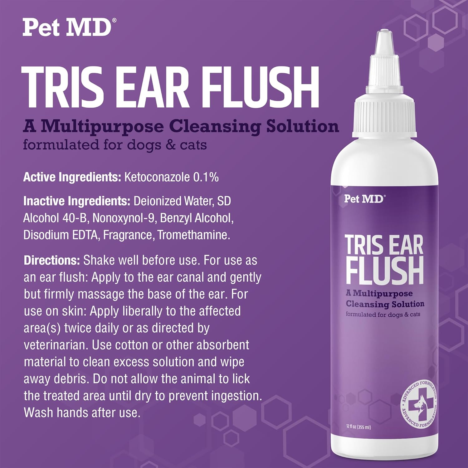 Veterinary Tris Flush Cat & Dog Ear Cleaner - Dog Ear Flush - 12 Oz - Image 5