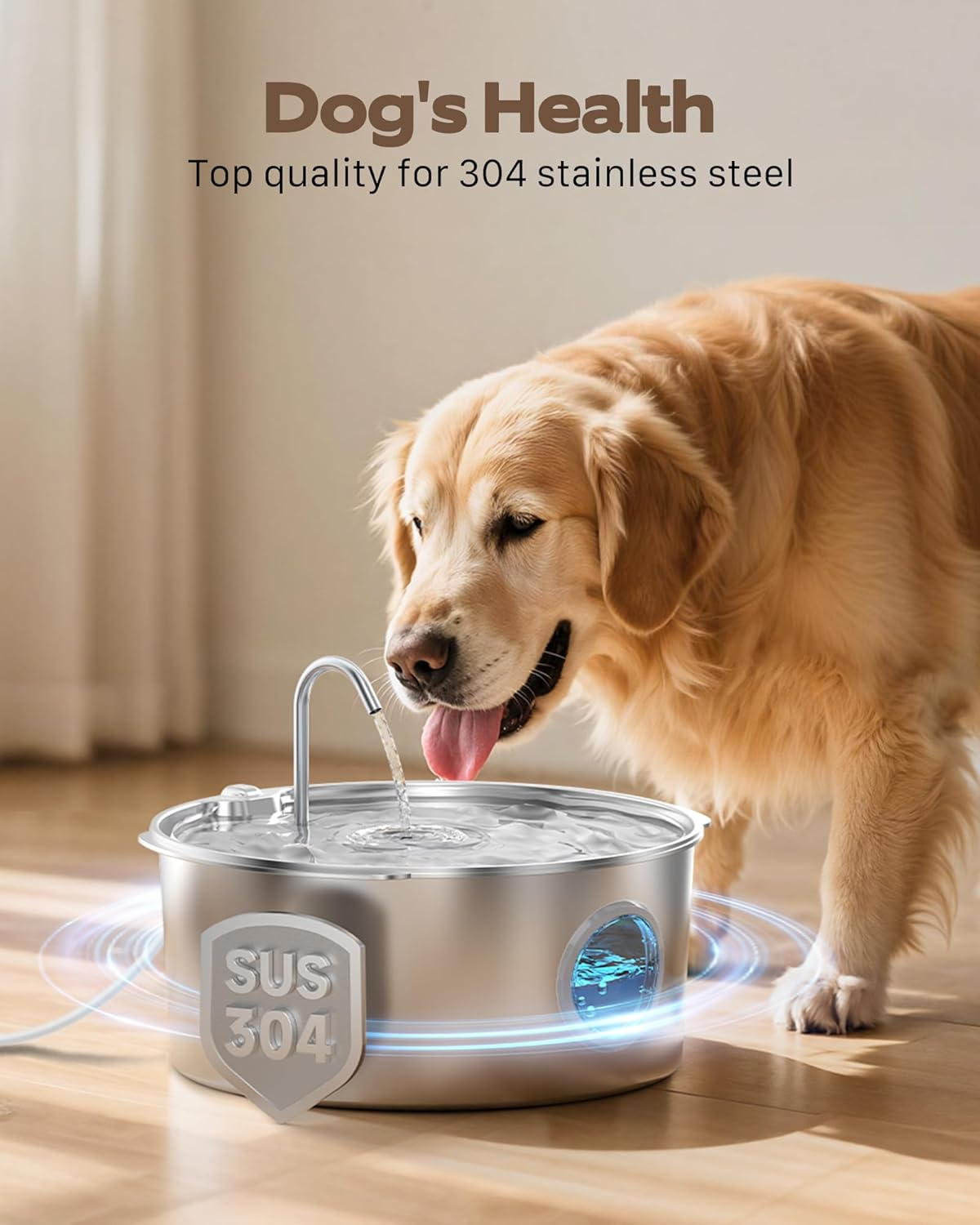 Dog Water Fountain for Large Dogs: Stainless Steel Dog Fountain Water Bowl 3.2Gal/406Oz/12L - Image 2
