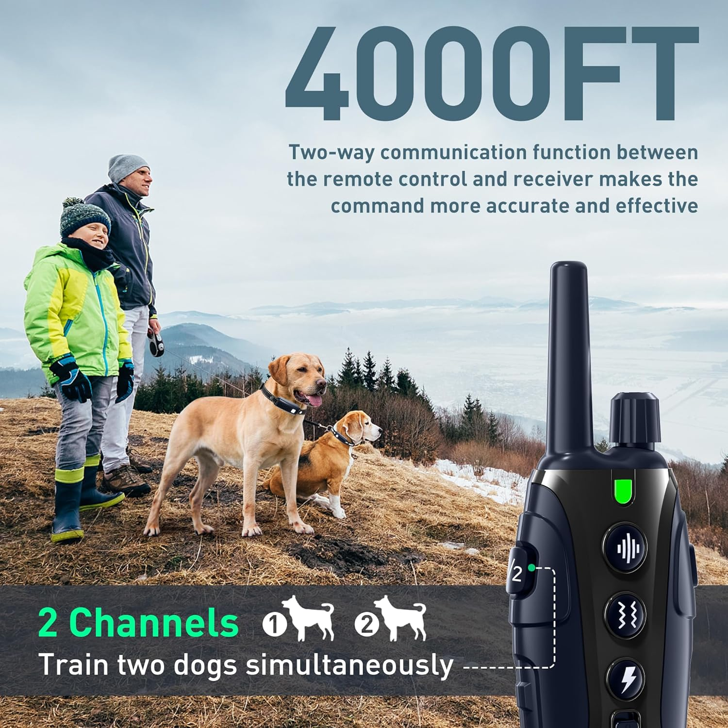 Dog Training Collar 4000FT Dog Training Collar with Remote Waterproof E Collar with Flashing Light - Image 3