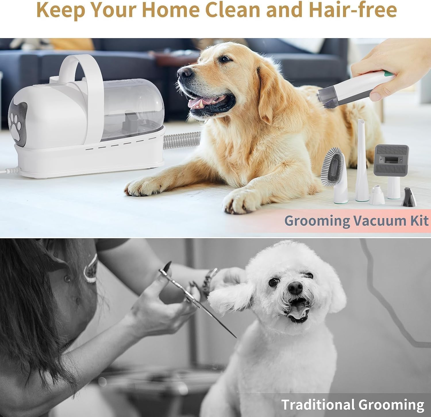Dog Grooming Vacuum Kit with Pet Clipper Nail Grinder Dog Hair Vacuum with 6 Pet Grooming Tools - Image 5