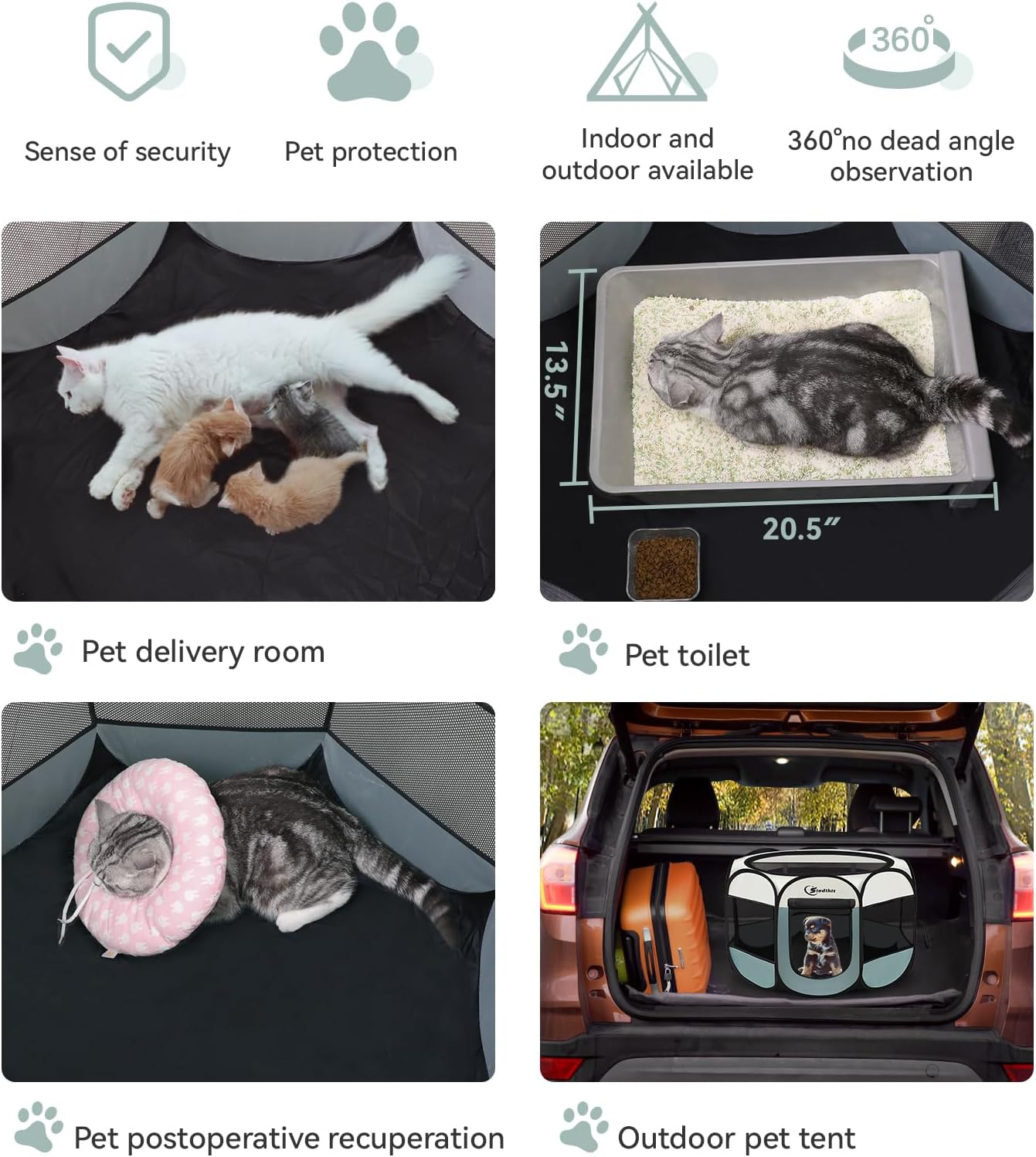 Dog Cat Playpen Puppy Pet Playpen Indoor for Small Dog Crate Tent Cage Outdoor - Image 4