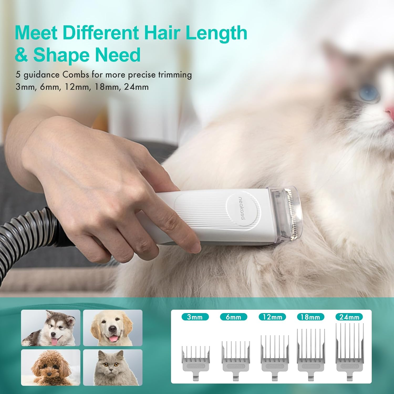 P1 Pro Pet Grooming Kit & Vacuum Suction 99% Pet Hair Professional Clippers - Image 3