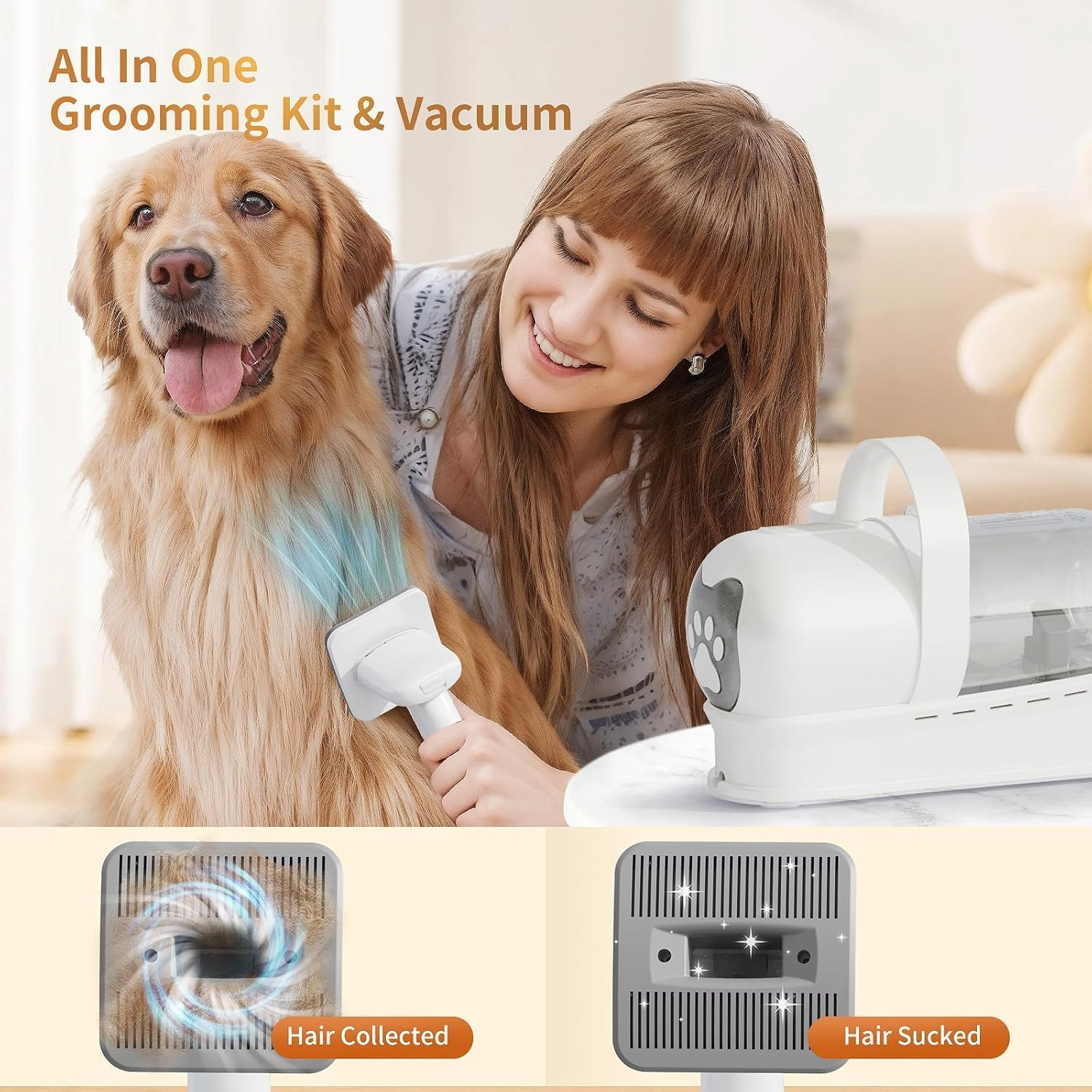Dog Grooming Vacuum Kit with Pet Clipper Nail Grinder Dog Hair Vacuum with 6 Pet Grooming Tools - Image 2