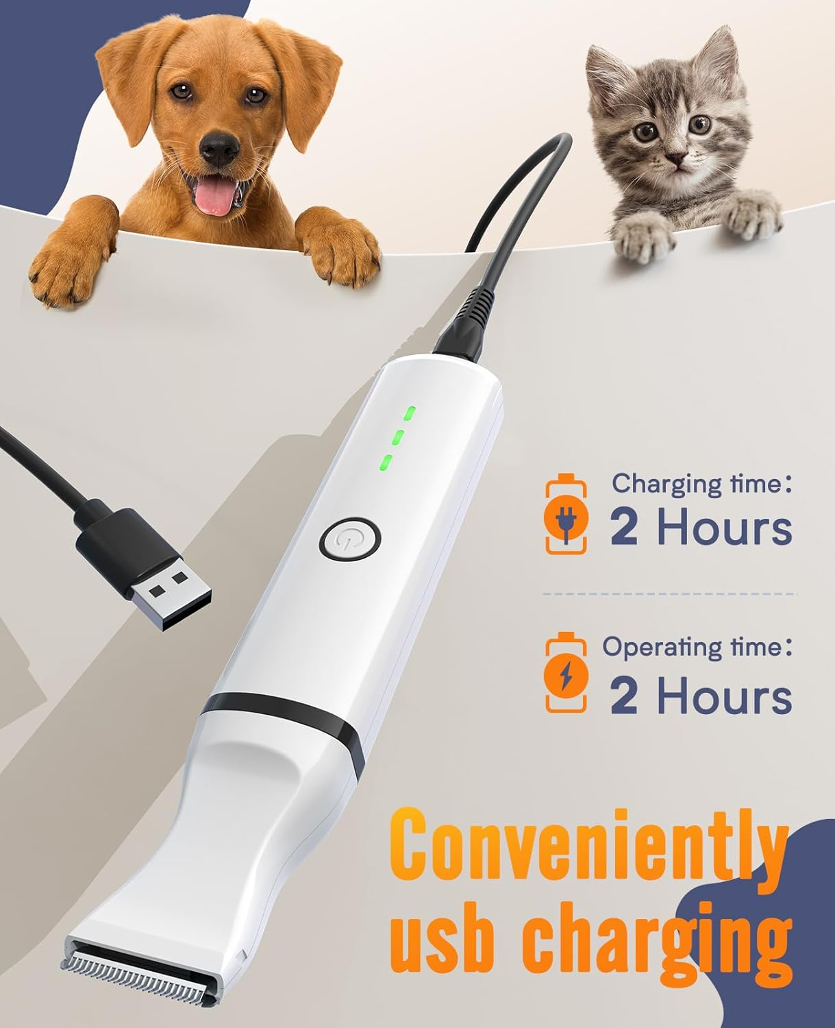 Cordless Paw Hair Trimmer for Dogs with Double Blades Quiet 2 Speed Small Dog Grooming - Image 6