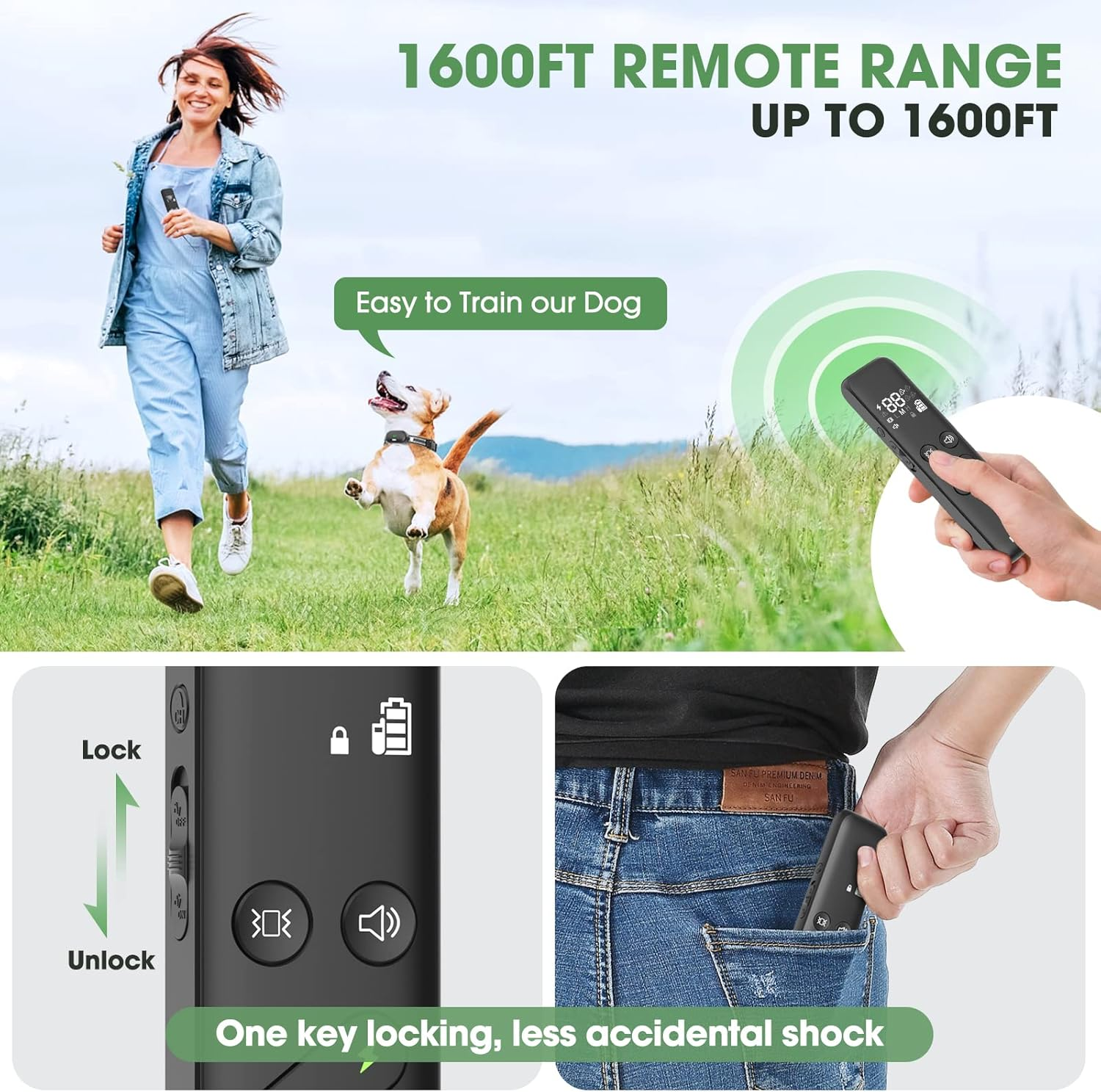 Dog Shock Collar Electric Dog Training Collar with Remote 1600FT Rechargeable - Image 4