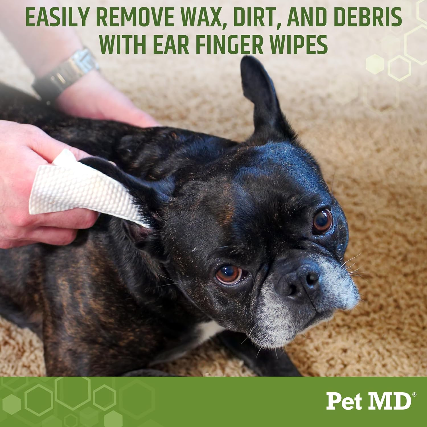 Dog Ear Cleaning Finger Wipes with Aloe Vera & Eucalyptus Oil Veterinarian Formulated - Image 2