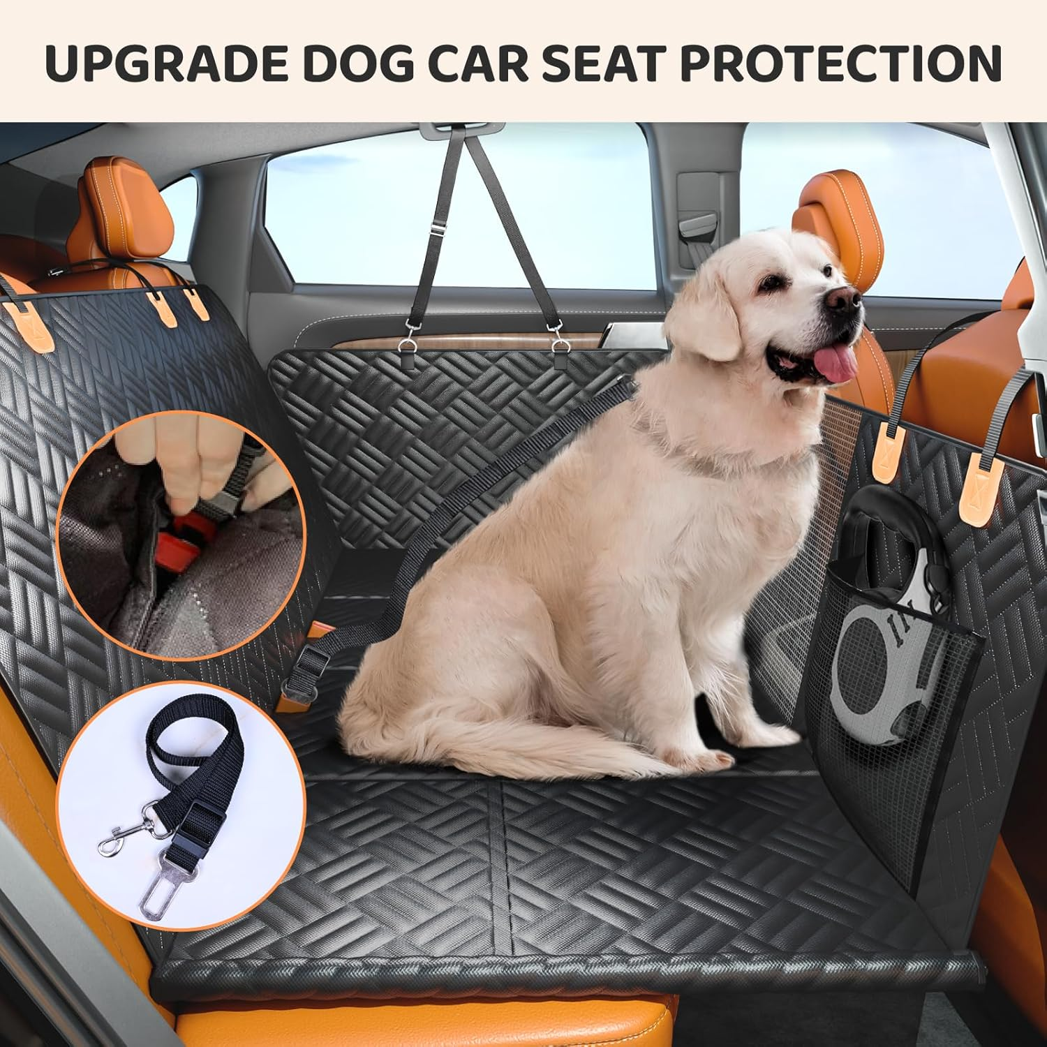 Dog Car Seat Cover for Back Seat Hard Bottom Back Seat Extender for Dogs Supports 400Lbs - Image 3