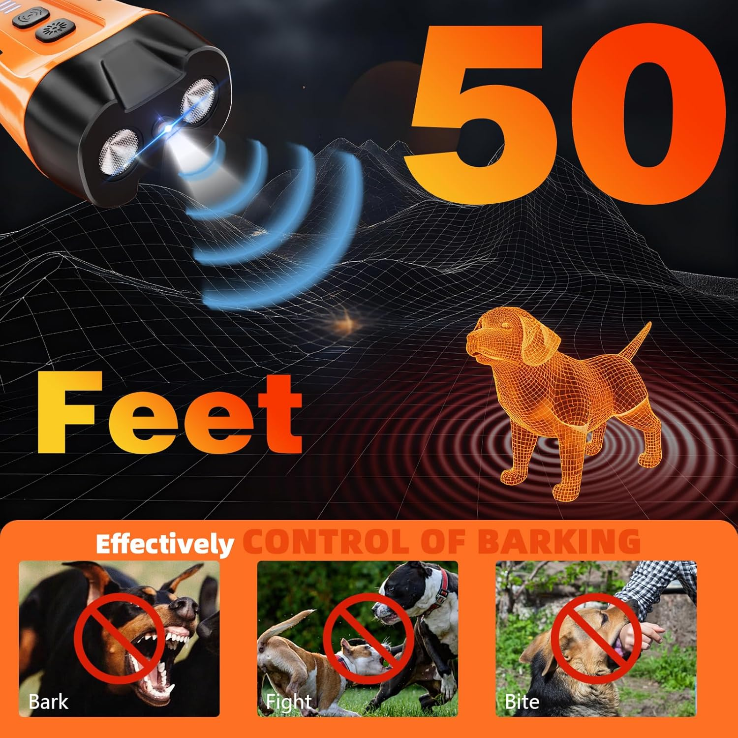 Ultrasonic Dog Bark Deterrent Devices, 50 FT Range anti Barking Device for Dogs - Image 3