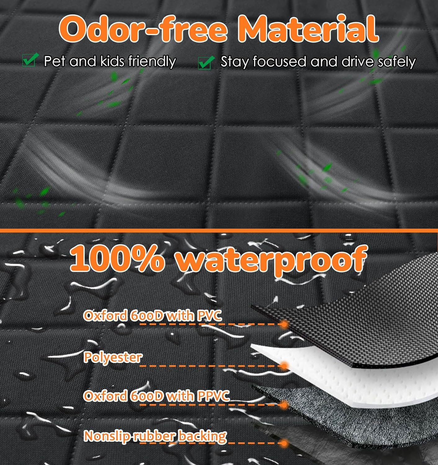 Dog Car Seat Cover for Pets 100% Waterproof Seat Cover Hammock 600D Heavy Duty - Image 3