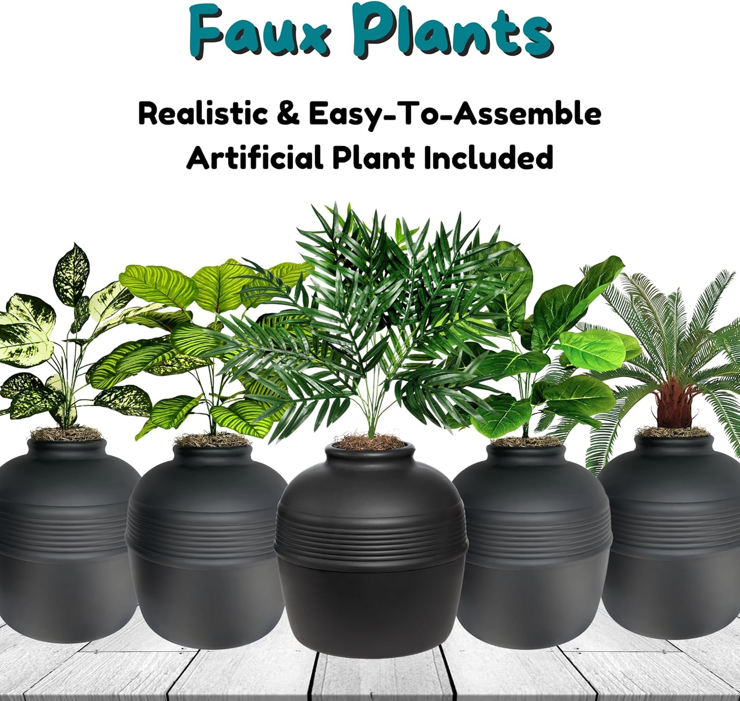 Hidden Cat Litter Box Enclosure with Artificial Plant Decorative round Planter - Image 10