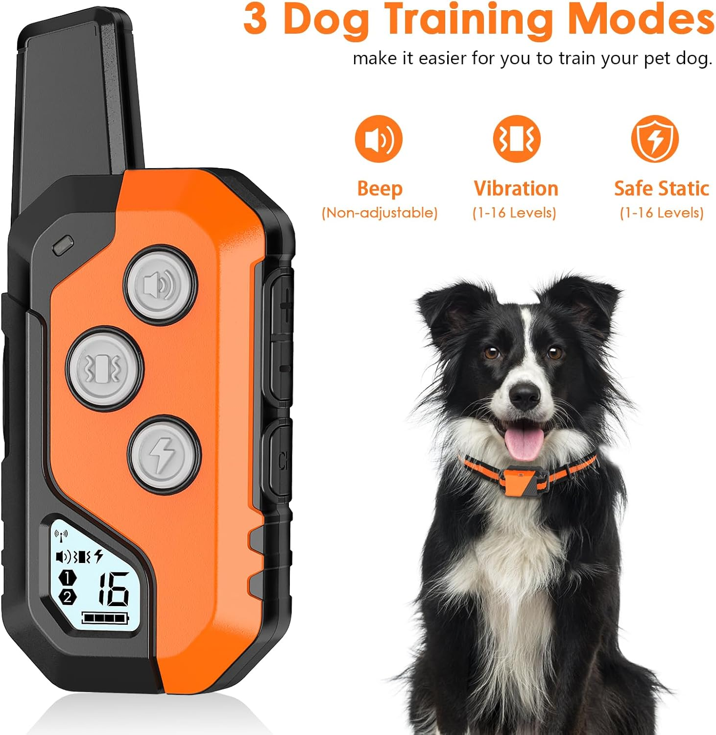 Shock Collar for Dogs IP67 Waterproof Dog Training Collar with Remote 3 Training Modes with Beep - Image 3