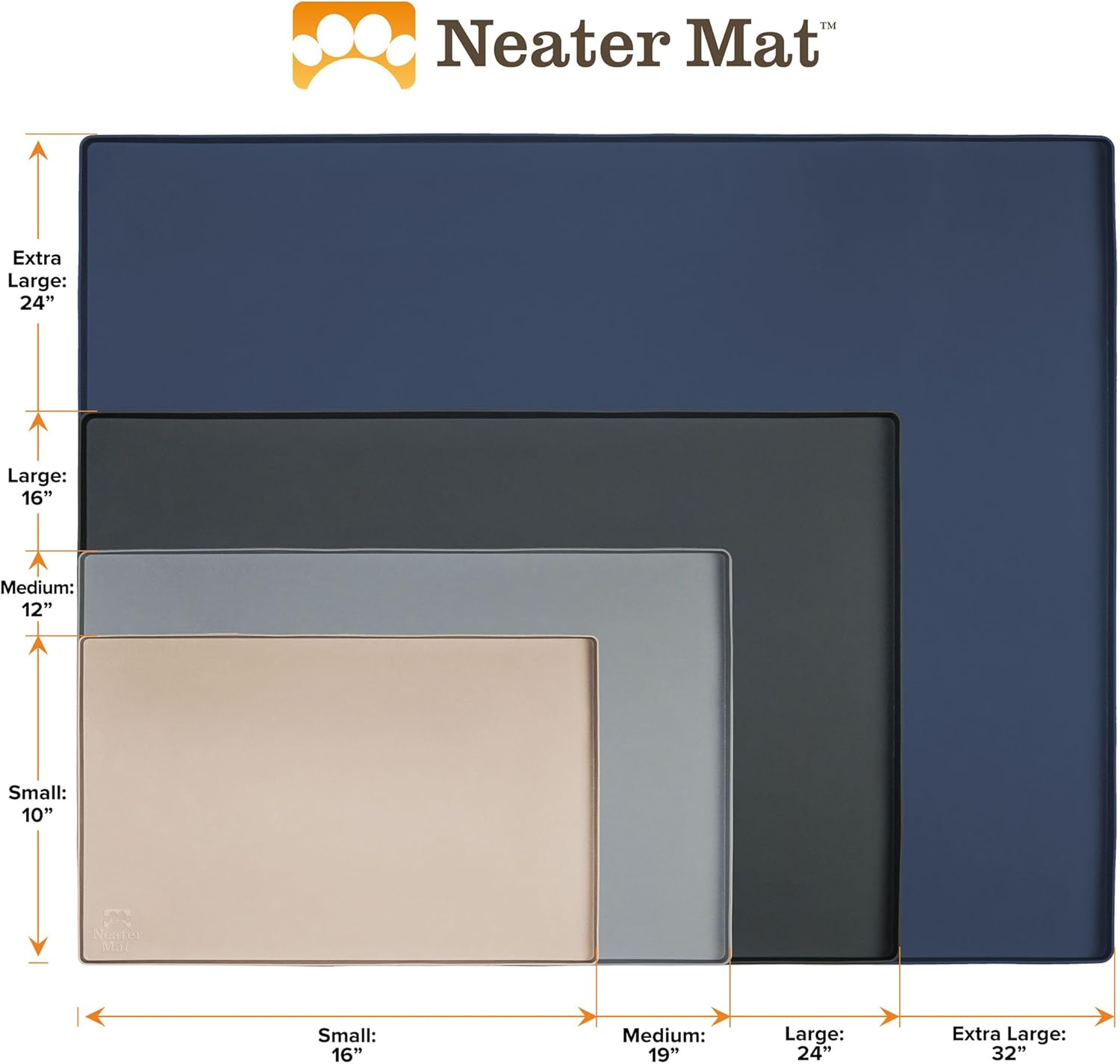 Neater Mat Pet Mats for Food and Water, Cat & Dog Bowl Mat Waterproof Silicone, Feeding Tray, Dog Food Mats for Floors, Placemat W/Raised Edge for under Bowls, 19" X 12", Grey - Image 9