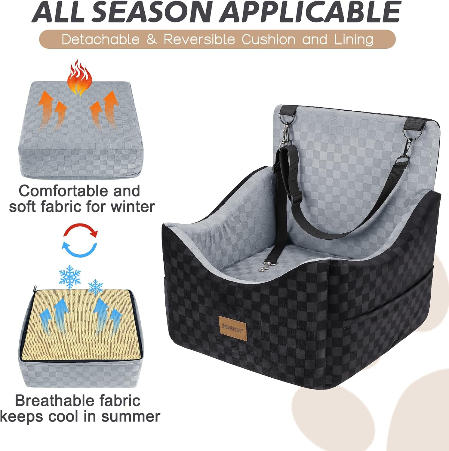 Elevated Dog Car Seat for Small/Medium Dogs up to 35 Lbs Memory Foam Pet Booster Seat - Image 5