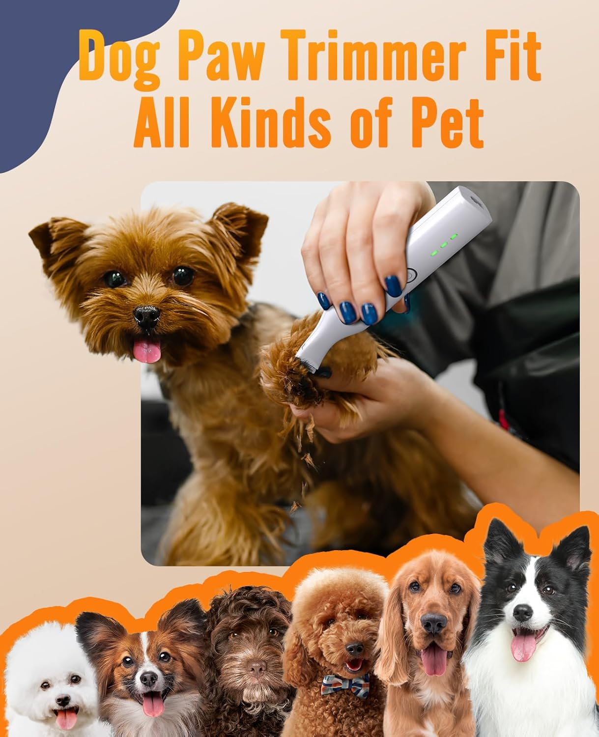 Cordless Paw Hair Trimmer for Dogs with Double Blades Quiet 2 Speed Small Dog Grooming - Image 2