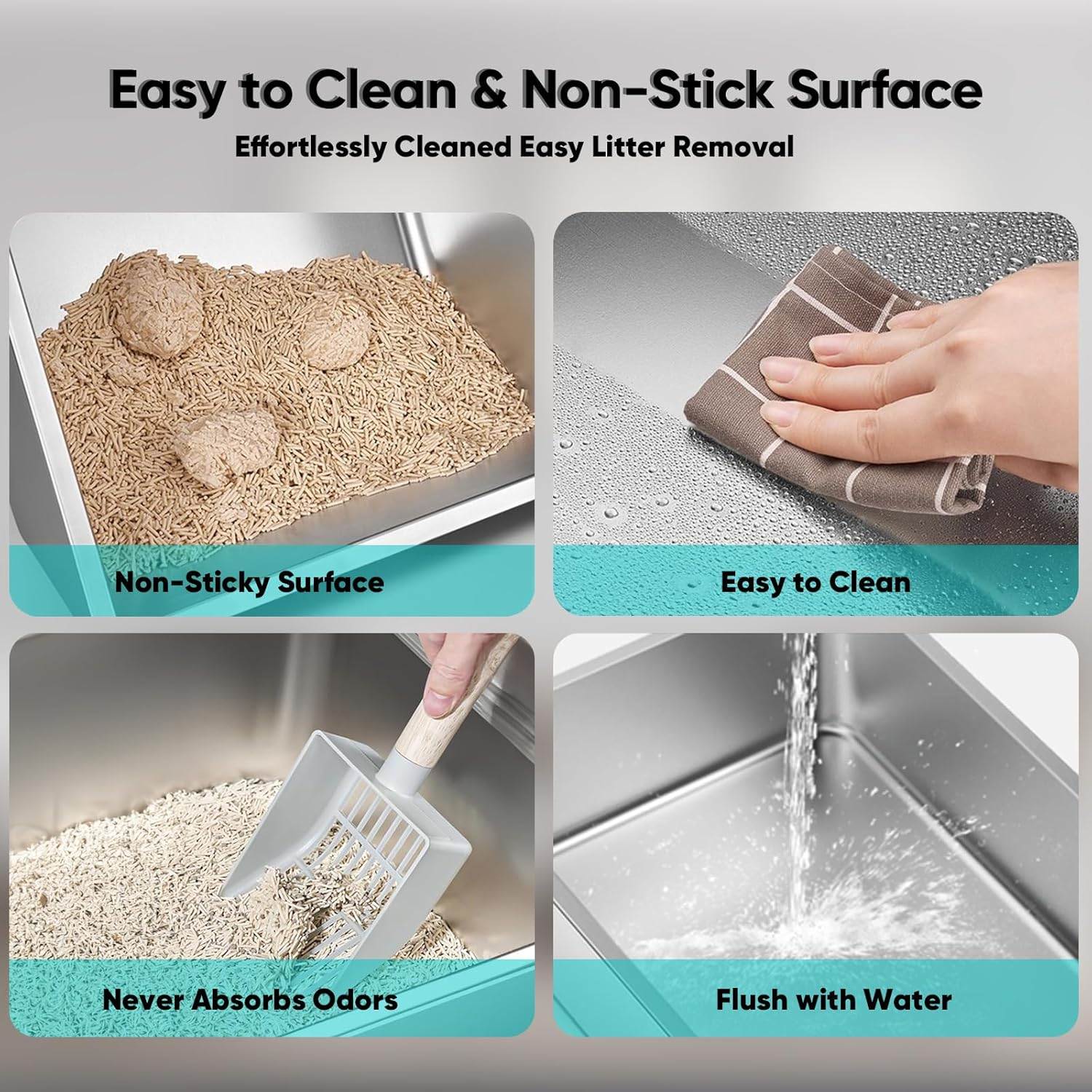 Stainless Steel Cat Litter Box with Lid XL Large Litter Box for Big Cats - Image 6