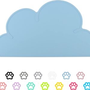 Pet Food Mat – Non-Slip Silicone Feeding Mat for Dogs & Cats, Waterproof Pet Bowl Placemat, Easy to Clean (Blue)