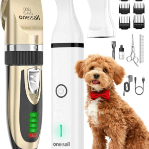Dog Clippers and Paw Trimmer Kit 2 in 1 Low Noise Cordless Dog Clippers for Grooming Pet