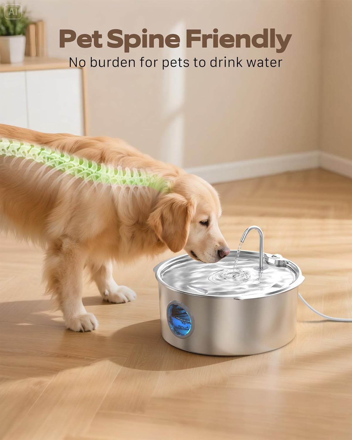 Dog Water Fountain for Large Dogs: Stainless Steel Dog Fountain Water Bowl 3.2Gal/406Oz/12L - Image 6