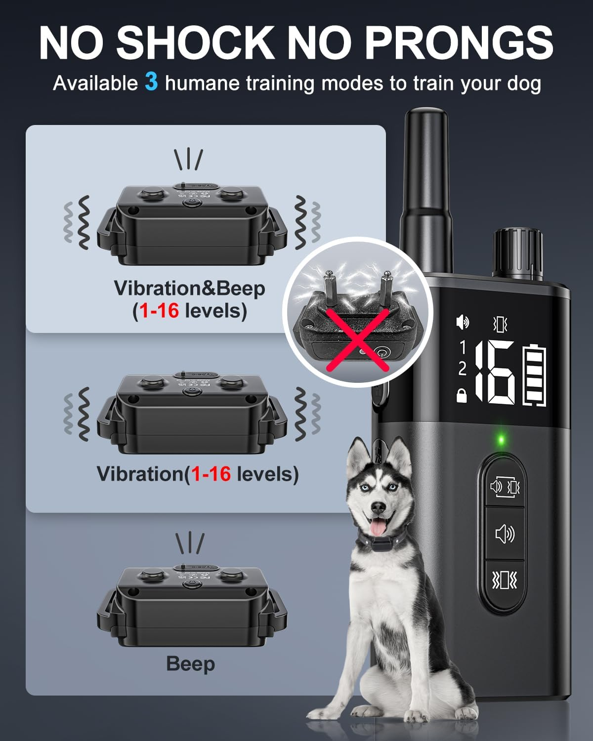 No Shock Dog Training Collar with Remote, Dog Vibration Collar with Controller Beep and Vibrate Only - Image 7