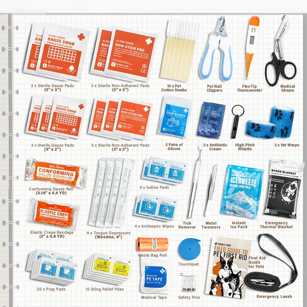 EVERLIT Pet Medic First Aid Kit Vet-Approved Animal Care Kit with 95 Pcs Medical - Image 2