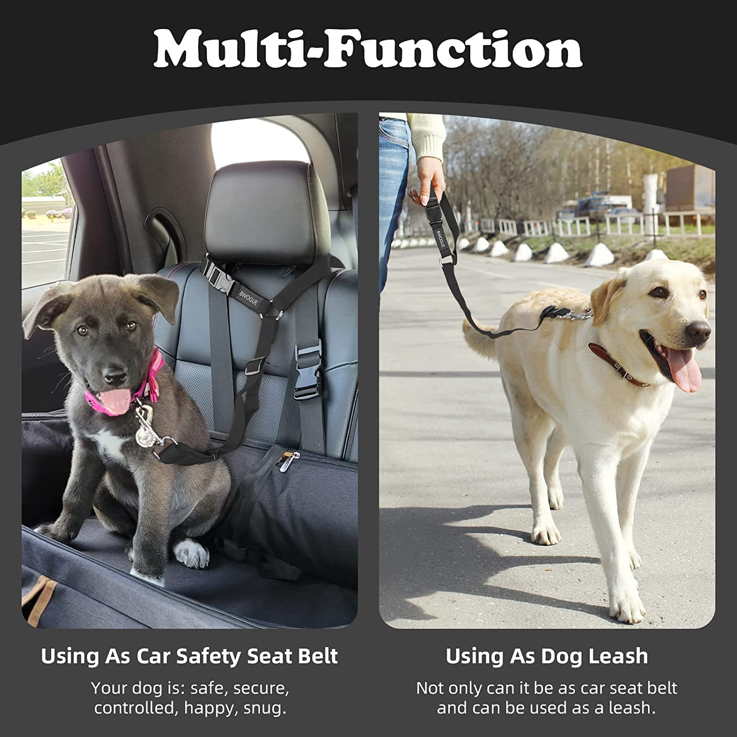 2 Packs Dog Cat Safety Seat Belt Strap Car Headrest Restraint Adjustable Nylon Fabric - Image 6