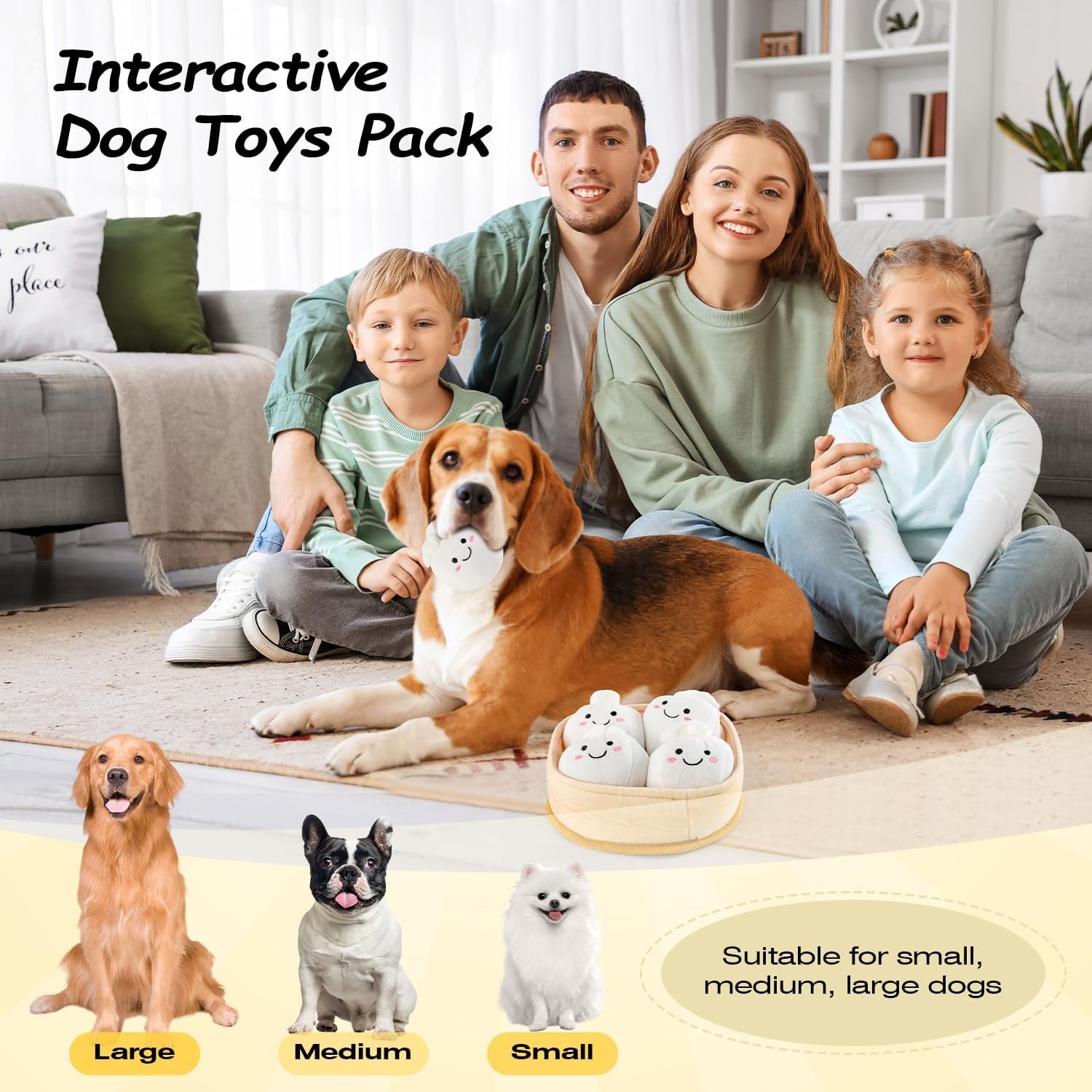 Dog Squeaky Toys – 5 Pack Interactive Plush Chew Toys for Puppies, Small, Medium & Large Dogs, Durable Stuffed Dog Toy Set - Image 5