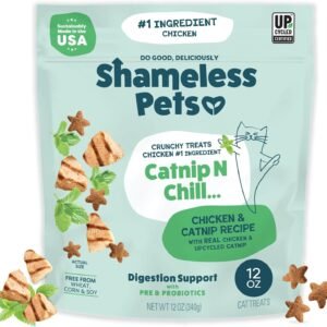 Crunchy Cat Treats – Catnip N Chill Chicken Cat Treats for Digestive Support, Natural & Healthy Feline Snacks, 1 Pack (12 oz)