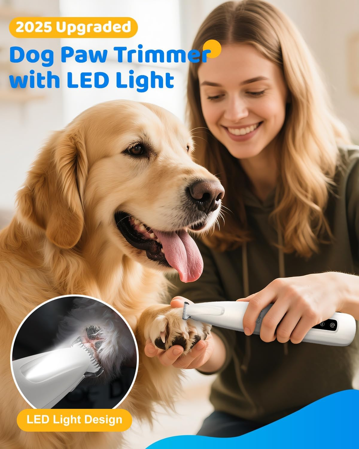 Dog Paw Trimmer with LED Light 2025 Upgraded Safety Electric Paw Trimmer for Pets - Image 2