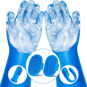 6PCS Pet Grooming Kit for Dogs Cats and Horses Dog Washing Gloves Dog Bath Brush