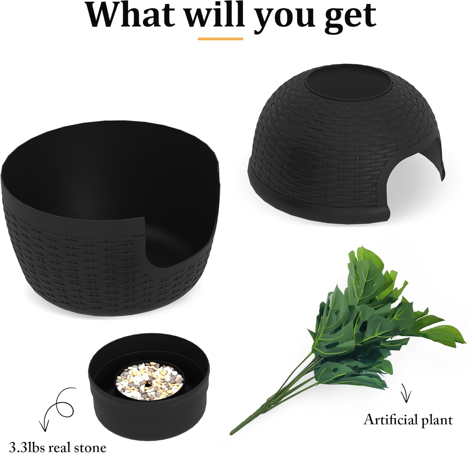 Hidden Litter Box with Faux Plant Large Cat Litter Box with Rattan Pattern Heavy Duty PP Material - Image 7