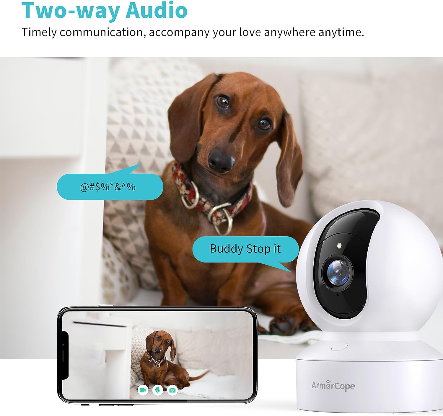 Pet Camera 2K HD Dog Camera with Phone APP 360° Pan/Tilt View Puppy Cam One Click Call for Baby Monitor Magivpix Night Vision Motion Tracking Alarm with Cloud/Local Sd,Home Indoor Security Cam - Image 2