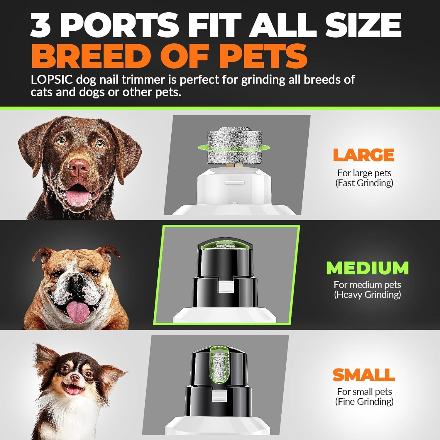 Dog Nail Grinder with 2 LED Lights Powerful 2 Speeds Super Quiet Dog Nail Trimmers - Image 6