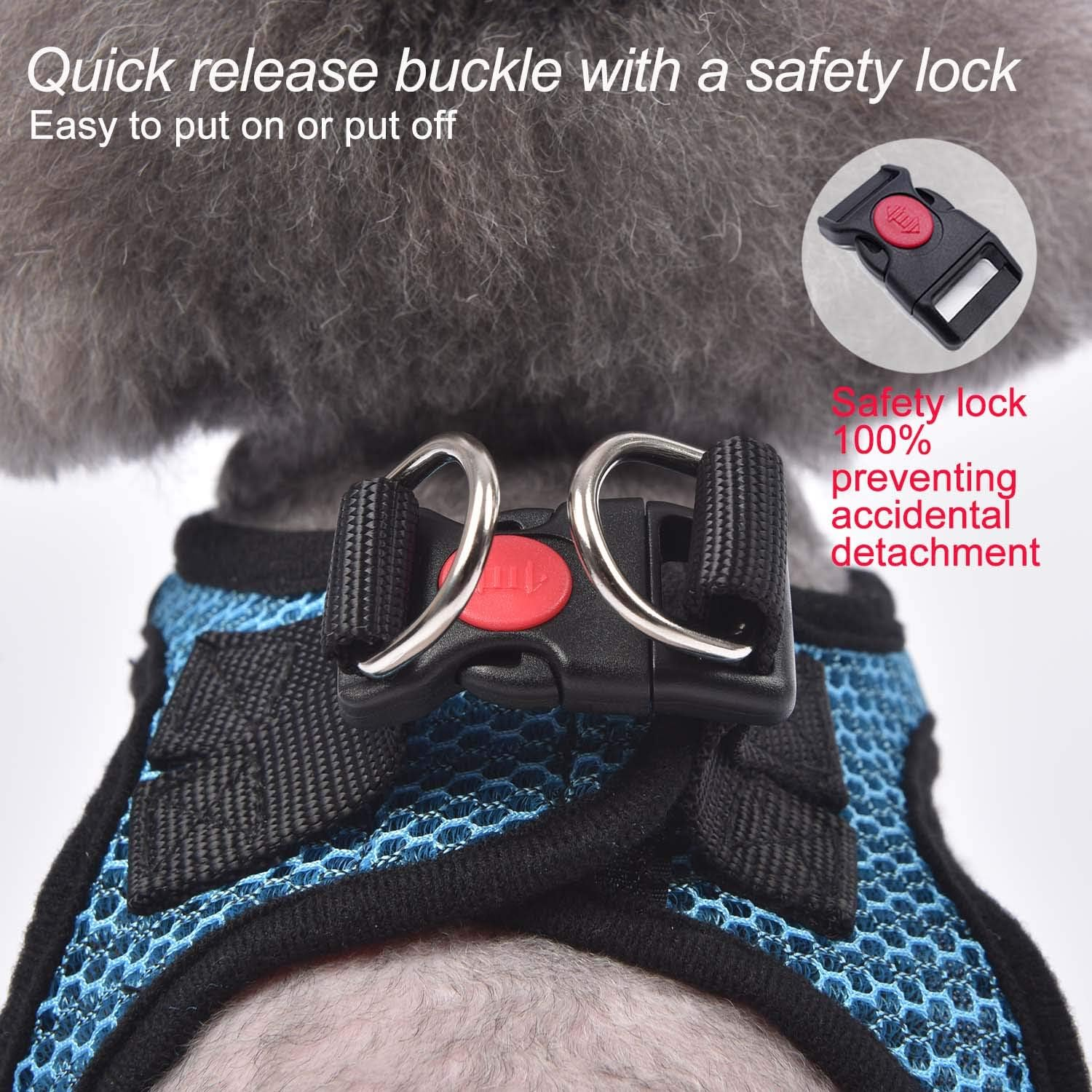 Dog Harness Step-In Breathable Puppy Cat Dog Vest Harnesses for Small Medium Dogs Blue - Image 4