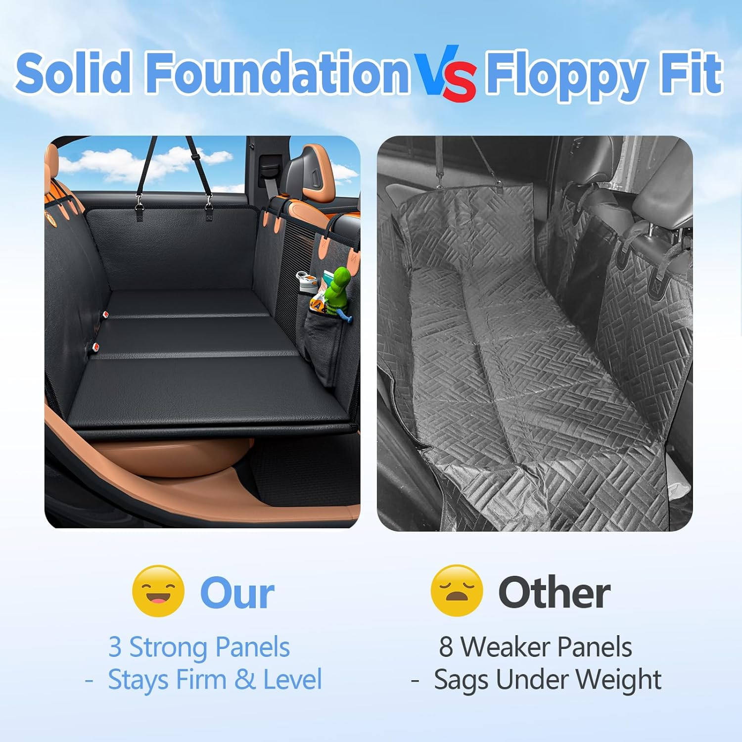 Back Seat Extender for Dogs Waterproof Dog Car Seat Cover for Back Seat with Hard Bottom - Image 5