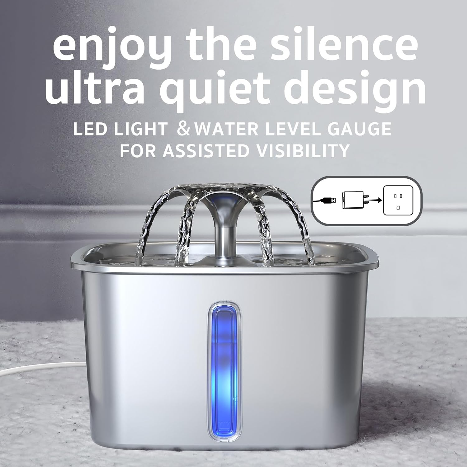 Innovation Award Winner Stainless Steel Cat Water Fountain, 95Oz/2.8L Automatic Pet Fountain - Image 5