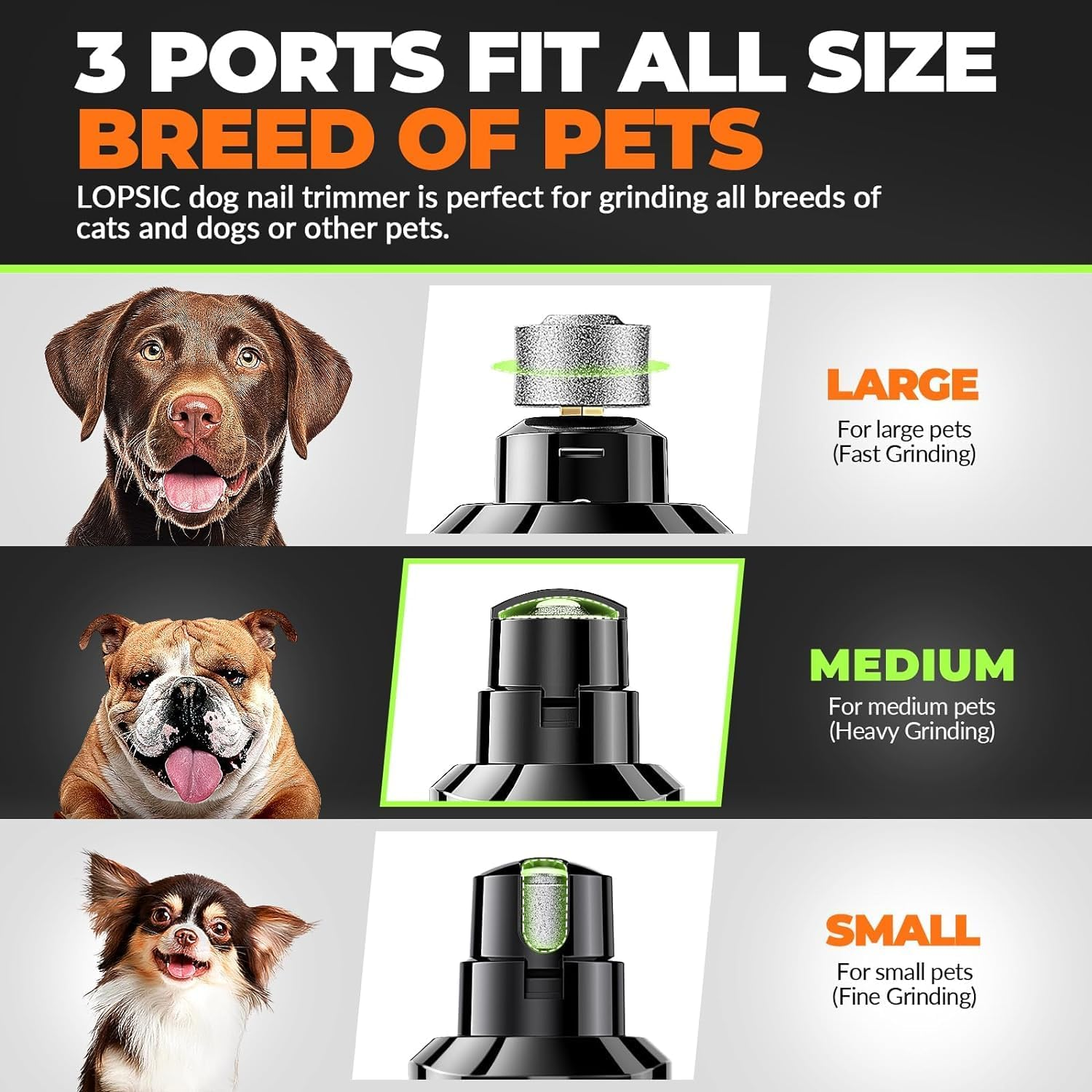 Dog Nail Grinder with 2 LED Lights Powerful 2 Speeds Super Quiet Dog Nail Trimmers - Image 6