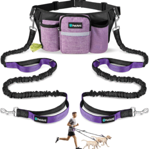 Premium Hands Free Dog Leash for 2 Dogs Adjustable Waist Belt Leash for Dog Walking