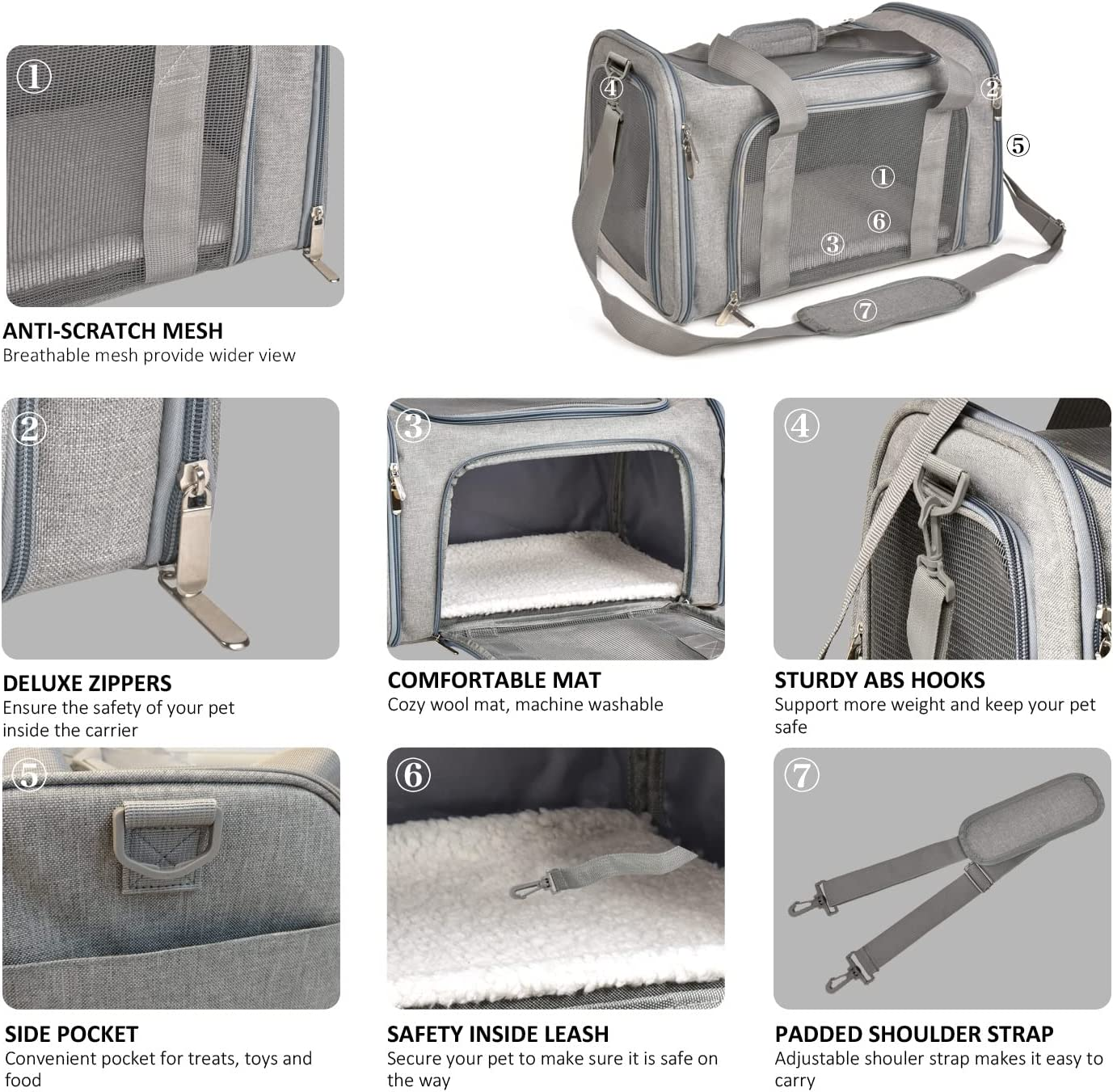 Cat Carriers Dog Carrier Pet Carrier for Small / Medium Cats Dogs Puppies (Up to 15Lbs) - Image 3